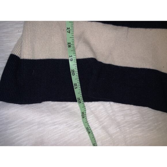 TSE Cashmere Long Sleeve Striped Turtleneck Sweater Ivory & Blue Size Large - Picture 5 of 5